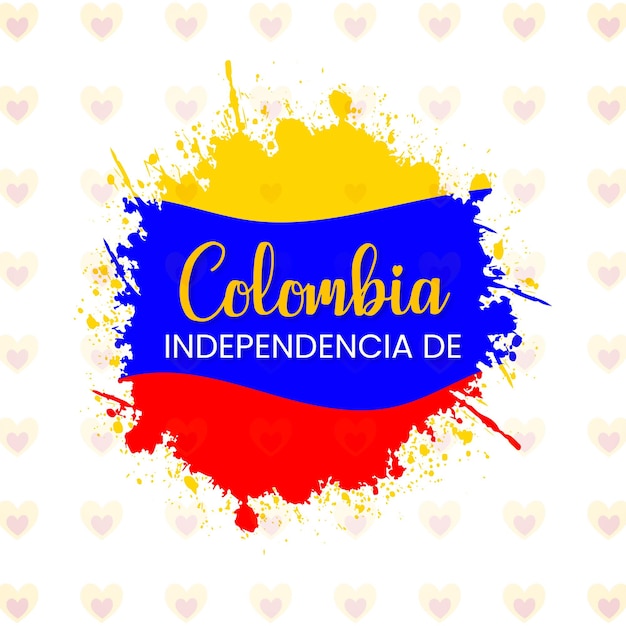 Vecteur gratuit happy colombia independencia de yellow blue red background bannière de conception de médias sociaux vecteur gratuit