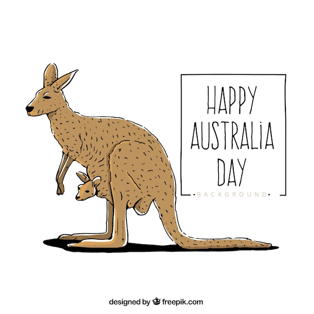 Vecteur gratuit happy day australie avec les kangourous