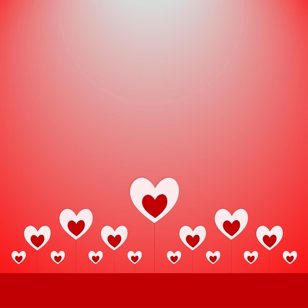 Happy Dia Dos Namorados fond de coeurs roses rouges bannière de conception de médias sociaux vecteur gratuit