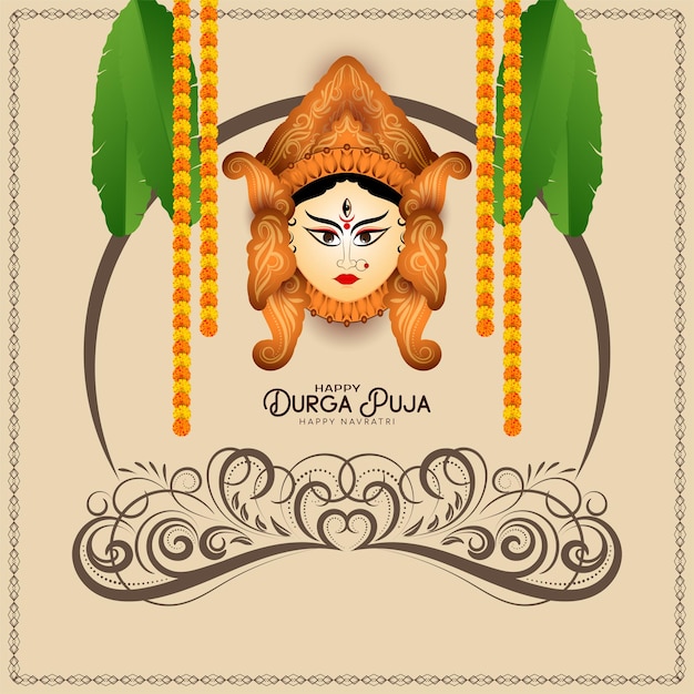 Happy Durga Puja Et Happy Navratri Festival Célébration Contexte Culturel