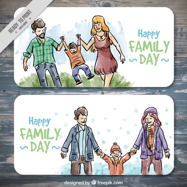 Vecteur gratuit happy family bannière jour