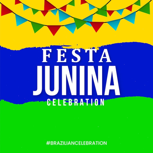 Vecteur gratuit happy festa junina fond bannière de conception de médias sociaux vecteur gratuit