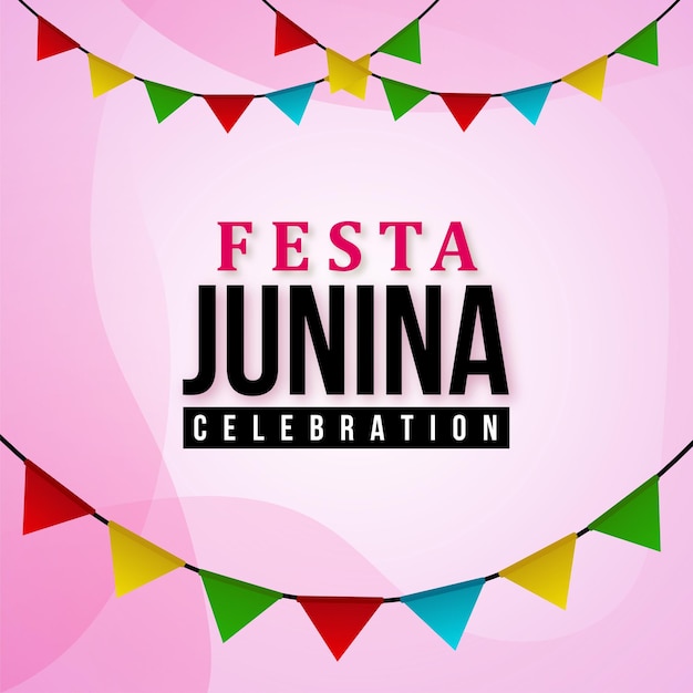 Vecteur gratuit happy festa junina fond rose rouge vert bannière de conception de médias sociaux vecteur gratuit