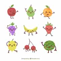 Vecteur gratuit happy fruit collecti