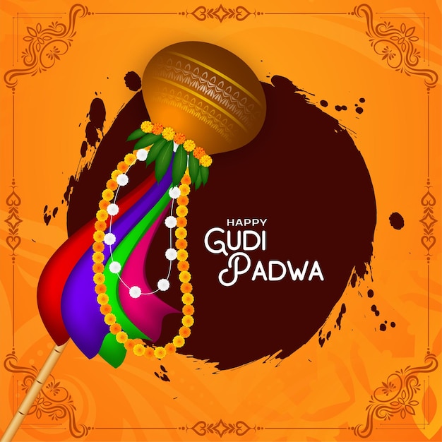 Vecteur gratuit happy gudi padwa design d'arrière-plan du festival indien