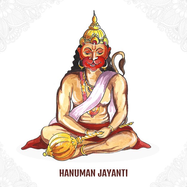 Vecteur gratuit happy hanuman jayanti célèbre la naissance du fond de carte seigneur sri hanuman