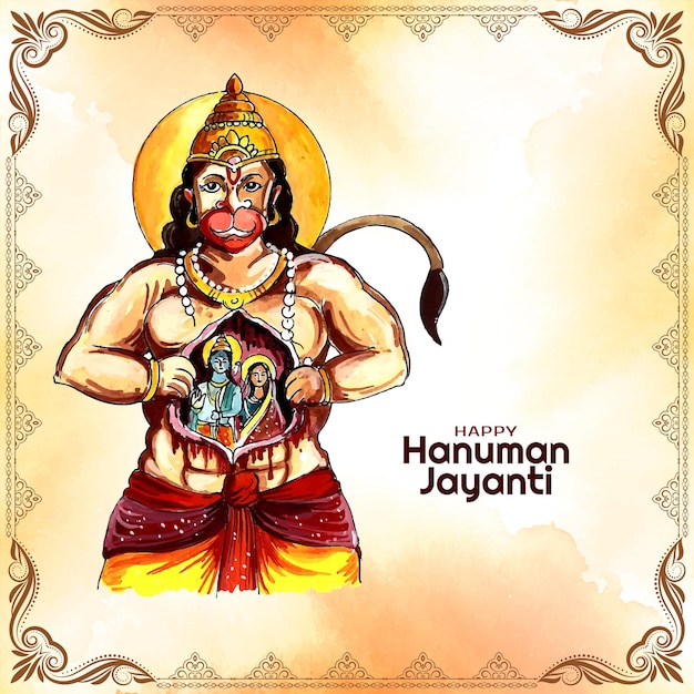 Vecteur gratuit happy hanuman jayanti fond de célébration du festival indien traditionnel