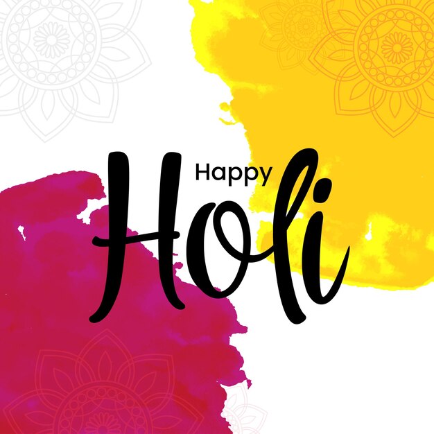 Vecteur gratuit happy holi salutations blanc violet jaune coloré indien hindouisme festival fond de médias sociaux