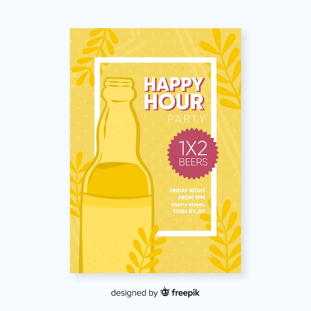 Happy Hour Affiche Avec Une Fête