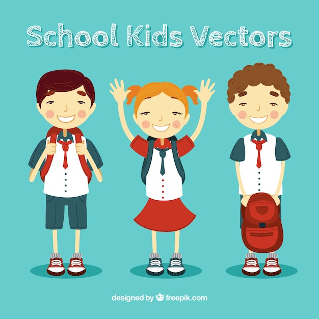 Vecteur gratuit happy kids scolaires illustration