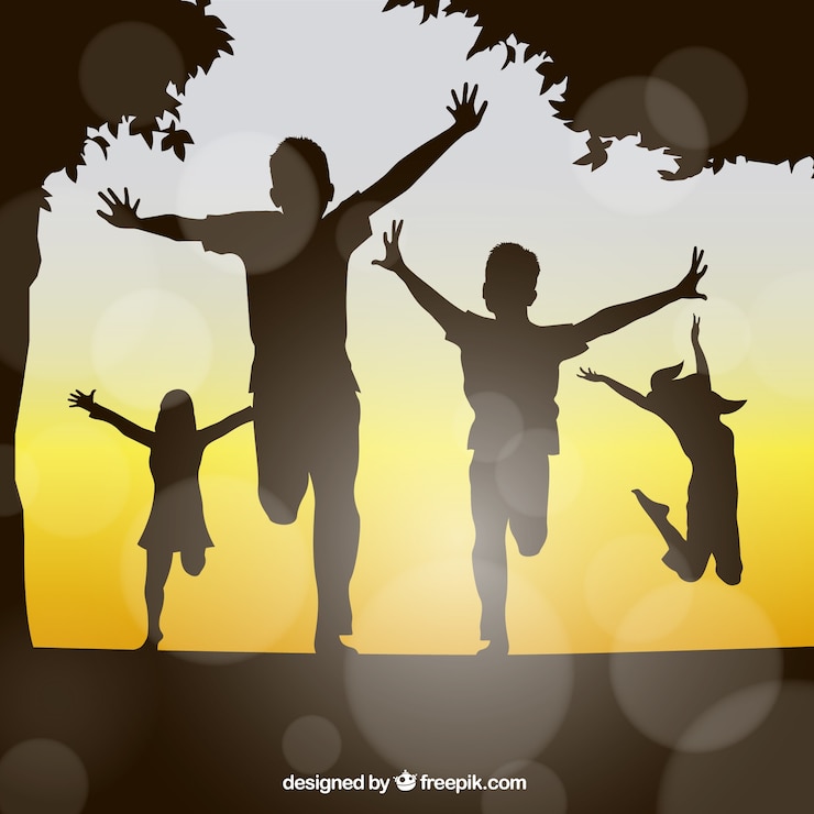 Vecteur gratuit happy kids silhouttes