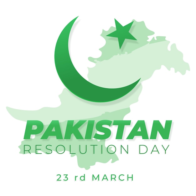 Happy pakistan day dessiné à la main et lune