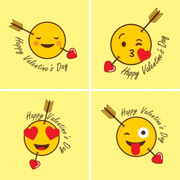 Happy Valentine Day Creative Fond Plat Smiley Card Set