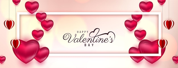Vecteur gratuit happy valentines day célébration vecteur de conception de bannière de voeux