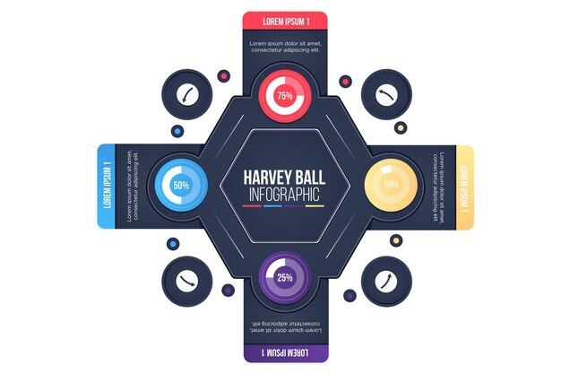 Harvey ball diagrams infographic in flat design