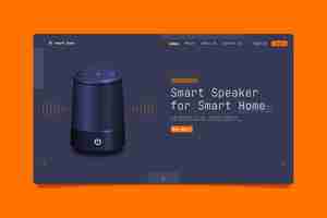 Vecteur gratuit haut-parleur intelligent pour modèle de page de destination à domicile