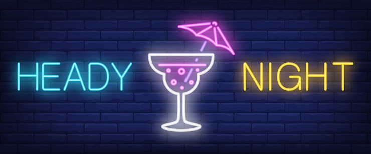 Vecteur gratuit heady night enseigne au néon