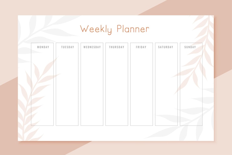 Vecteur gratuit hebdomadaire organisateur calendrier modèle plan en semaine vecteur