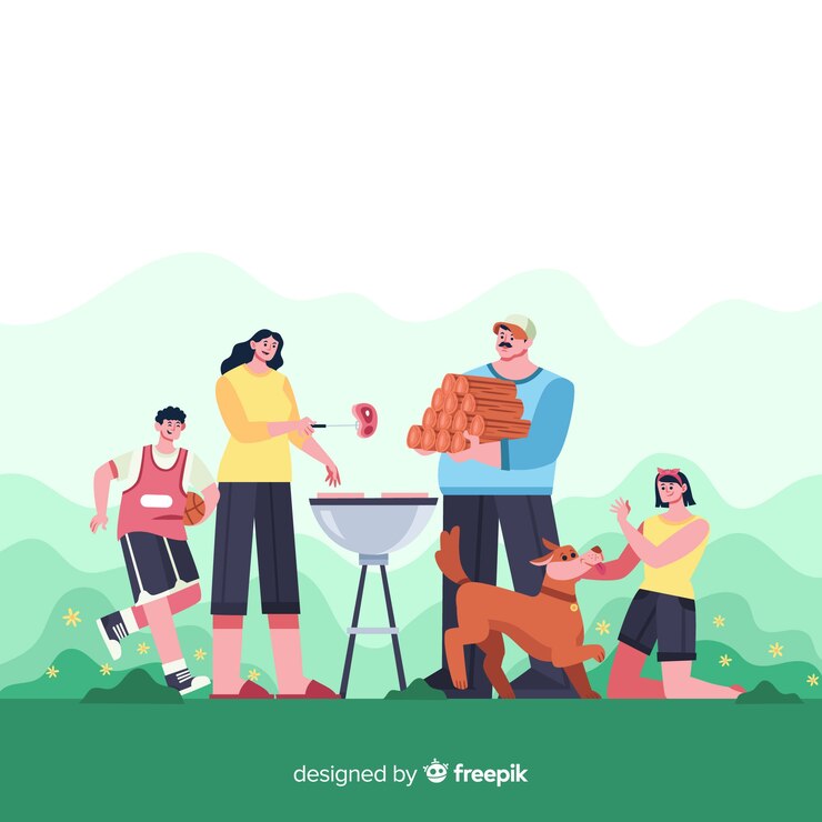 Vecteur gratuit héhé, faire des activités de plein air. conception de personnages