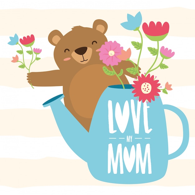 Heureuse Fête Des Mères Ours Maman Illustration