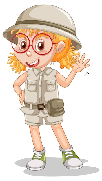 Vecteur gratuit heureuse petite fille en uniforme de scout