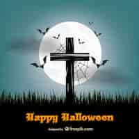 Vecteur gratuit heureux halloween vector avec la croix