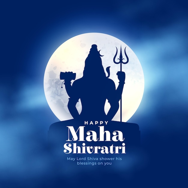 Vecteur gratuit heureux maha shivratri souhaite le fond avec la silhouette du seigneur shiva