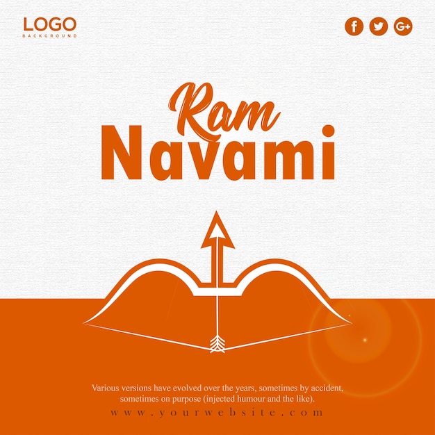 Heureux Ram Navami Salutations Fond Orange Gris Clair Festival De L'hindouisme Indien Bannière De Médias Sociaux Vecteur Gratuit