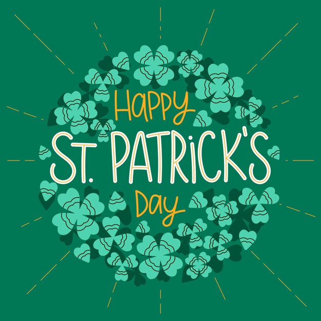 Vecteur gratuit heureux st. illustration de la fête de patrick avec shamrock