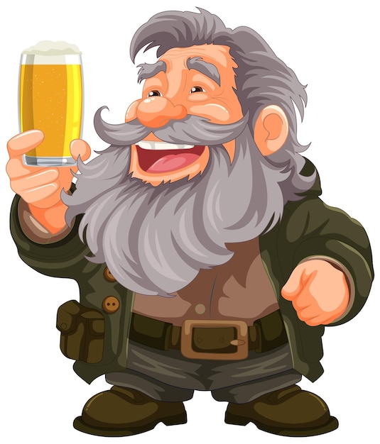 Vecteur gratuit heureux vieil homme dégustant une pinte de bière