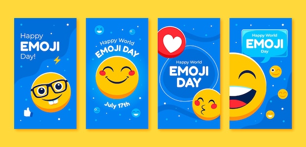 Vecteur gratuit histoire instagram de la journée mondiale emoji dessinée à la main