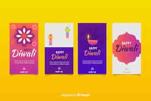 Vecteur gratuit histoires colorées d'instagram de diwali