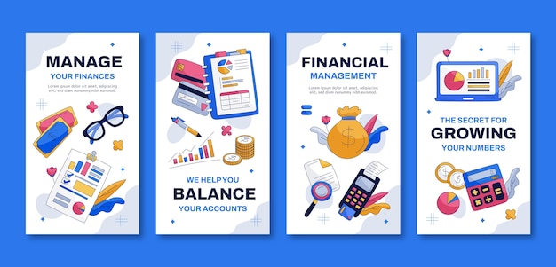 Vecteur gratuit les histoires de la comptabilité financière sur instagram