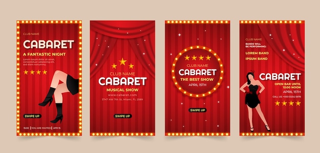 Vecteur gratuit histoires instagram de cabaret dégradé avec des lumières