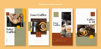 Vecteur gratuit histoires instagram de café design plat