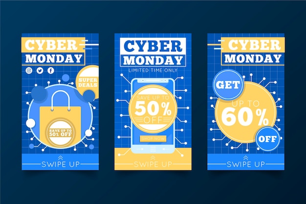 Vecteur gratuit histoires instagram du cyber monday