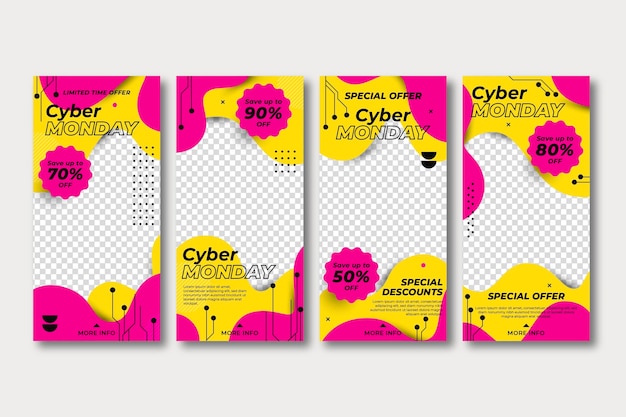 Vecteur gratuit histoires instagram du cyber monday