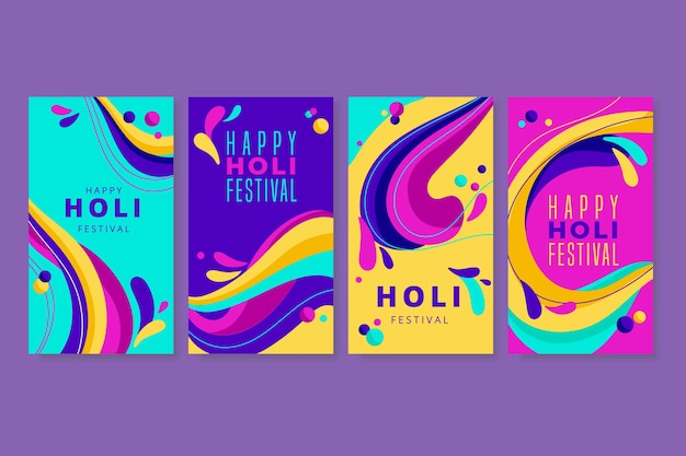 Vecteur gratuit histoires instagram du festival holi