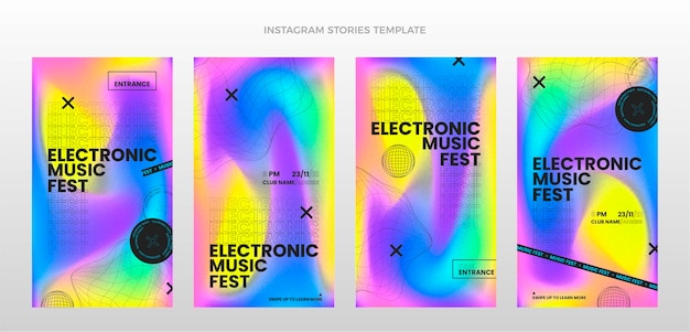 Histoires instagram du festival de musique à texture dégradée