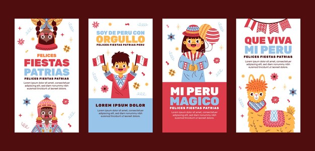 Histoires instagram fiestas patrias pérou dessinées à la main