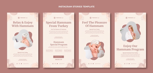 Histoires Instagram Hammam Contour Dessinés à La Main Vecteur Premium