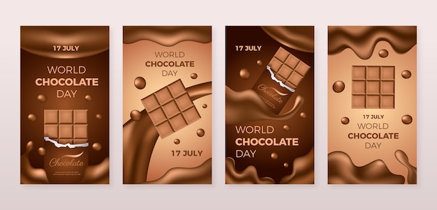 Vecteur gratuit histoires instagram réalistes de la journée mondiale du chocolat