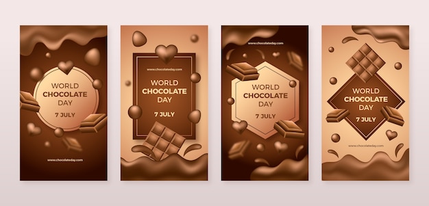 Vecteur gratuit histoires instagram réalistes de la journée mondiale du chocolat