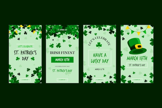 Vecteur gratuit histoires instagram de la saint-patrick