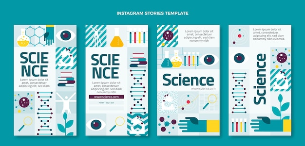 Vecteur gratuit histoires instagram de science du design plat