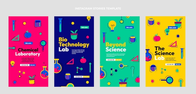 Vecteur gratuit histoires instagram de science du design plat