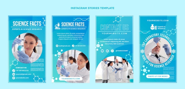 Vecteur gratuit histoires instagram de science du gradient