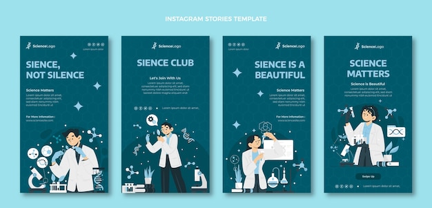 Vecteur gratuit histoires instagram de science plate