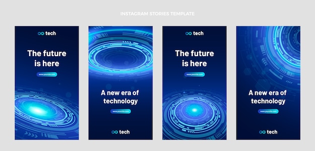 Vecteur gratuit histoires instagram de technologie abstraite dégradée