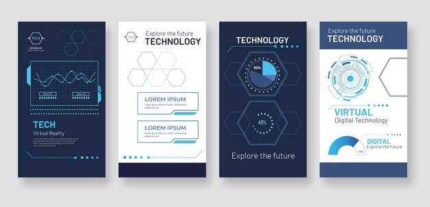 Histoires instagram de technologie de conception plate